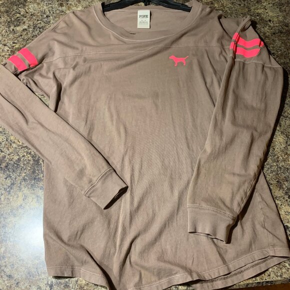 collection of 2 PINK long sleeve t-shirts, colors mint & brown, size M - Picture 2 of 8